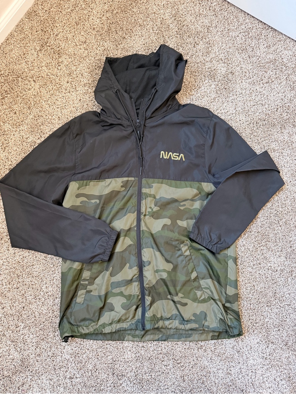 NASA Women's Black & Olive Camo Windbreaker Jacket